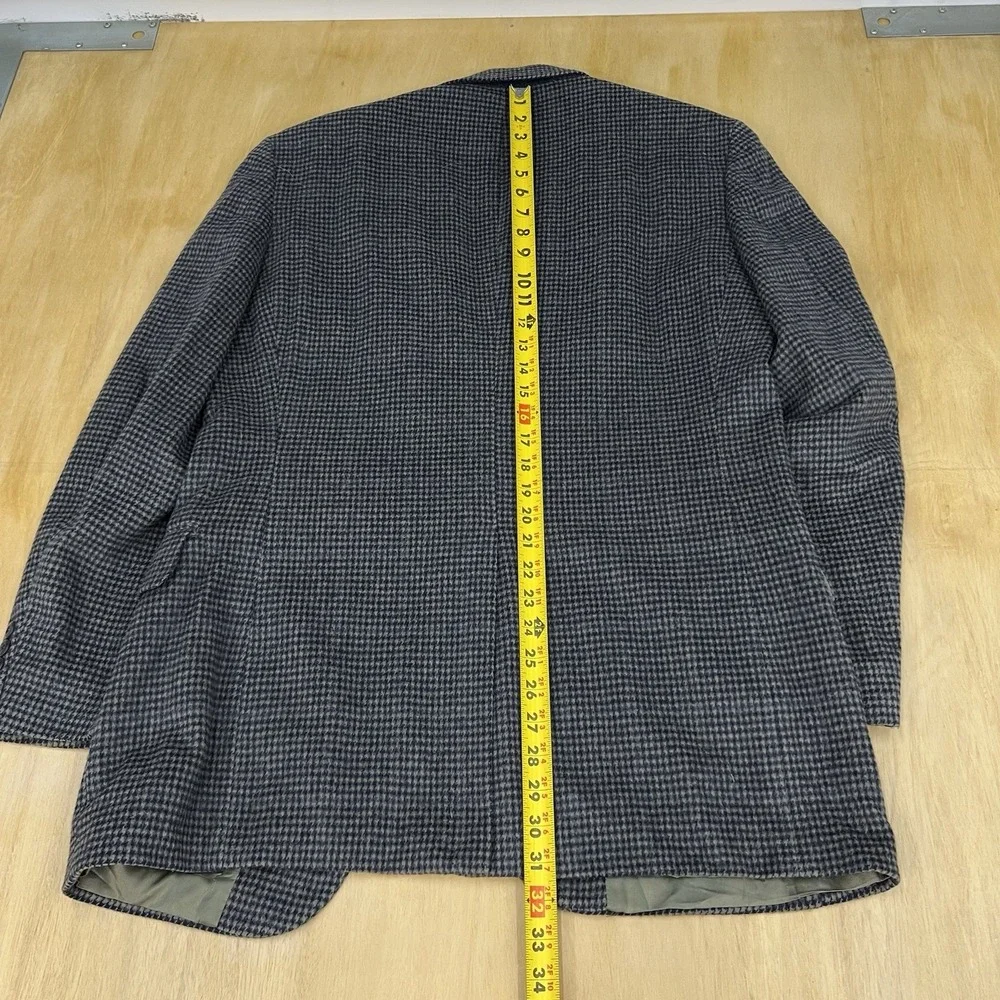 Vintage‎ Robert Stock Blazer Sport Coat Mens 40L Long Wool Flannel Gray/Navy